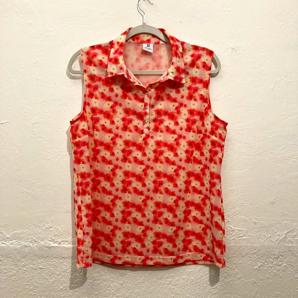 Daily Sports Top Sleeveless Born In Sweden Mesh Fairy Floral Pink Lightweight XL